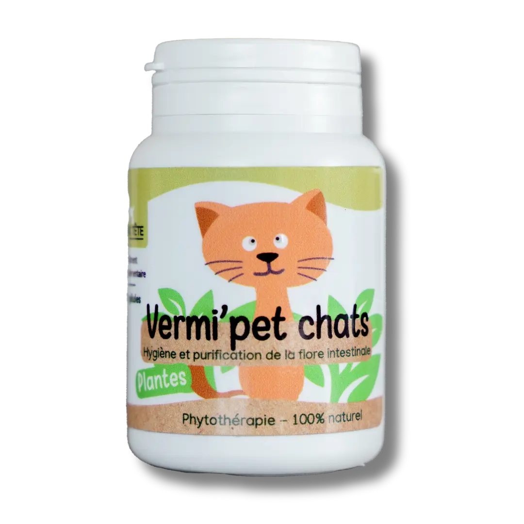 Vermifuge naturel Chats - 60 gelules - Vermi'pet chats-0