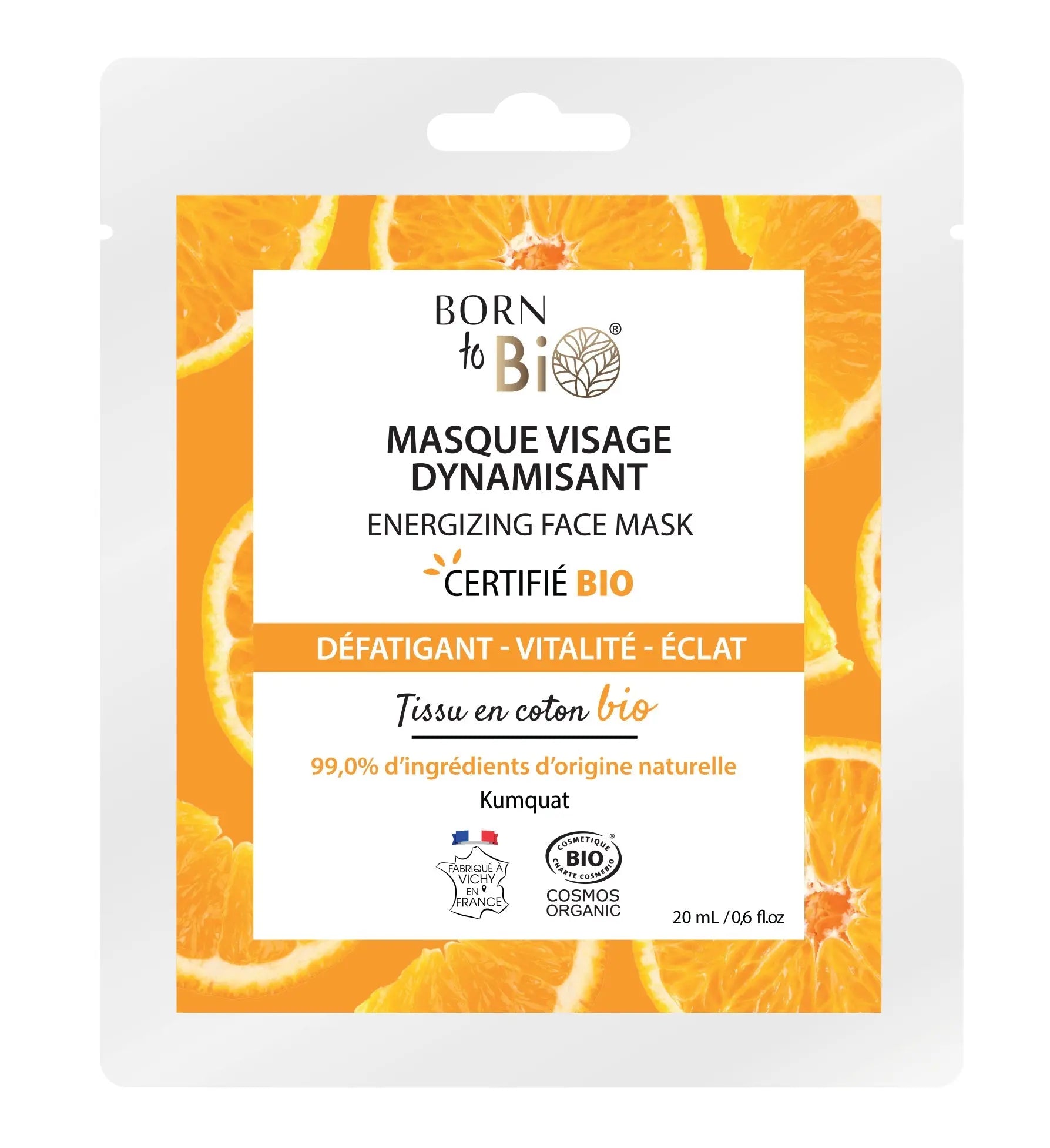 Masque visage Dynamisant en coton - Certifié Bio-0