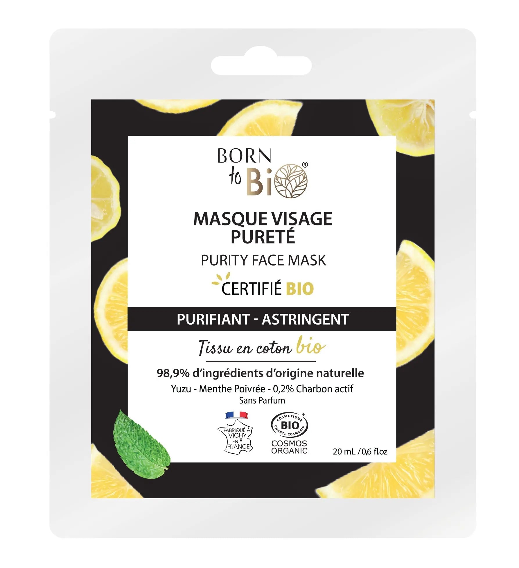 Masque visage Pureté en coton - Certifié Bio-0